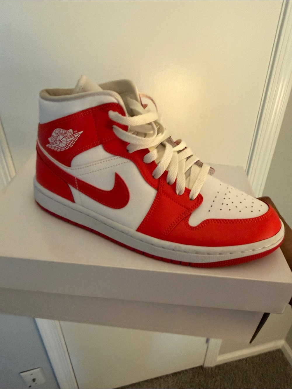 Nike White & Red High-Top Sneakers